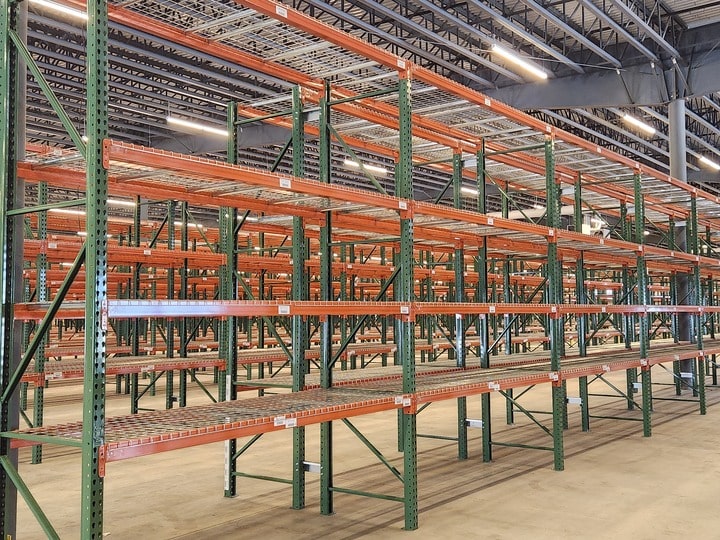 A warehouse with pallet racking system.