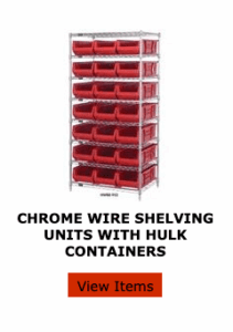 chrome wire shelving units with hulk containers
